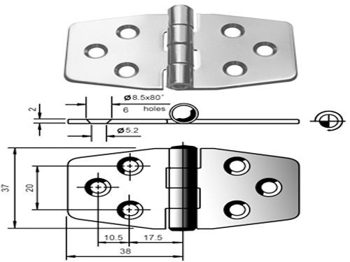 Alternative view of Μεντεσές Inox 75mm X 40mm