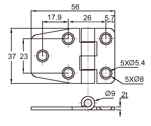 Alternative view of Μεντεσές Inox με καπάκι 56mm X 37mm